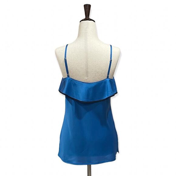 Ann Taylor Cami Top Bright Blue Flounced Ruffle Spaghetti Strap Size XS New - Picture 3 of 12